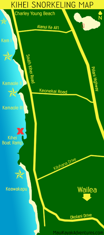 Maui Driving and Beaches Map